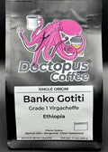 Front view of Banko Gotiti Ethiopian Yirgacheffe coffee bag