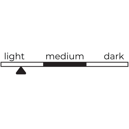 Roast level indicator showing light to dark scale with marker indicating a light roast